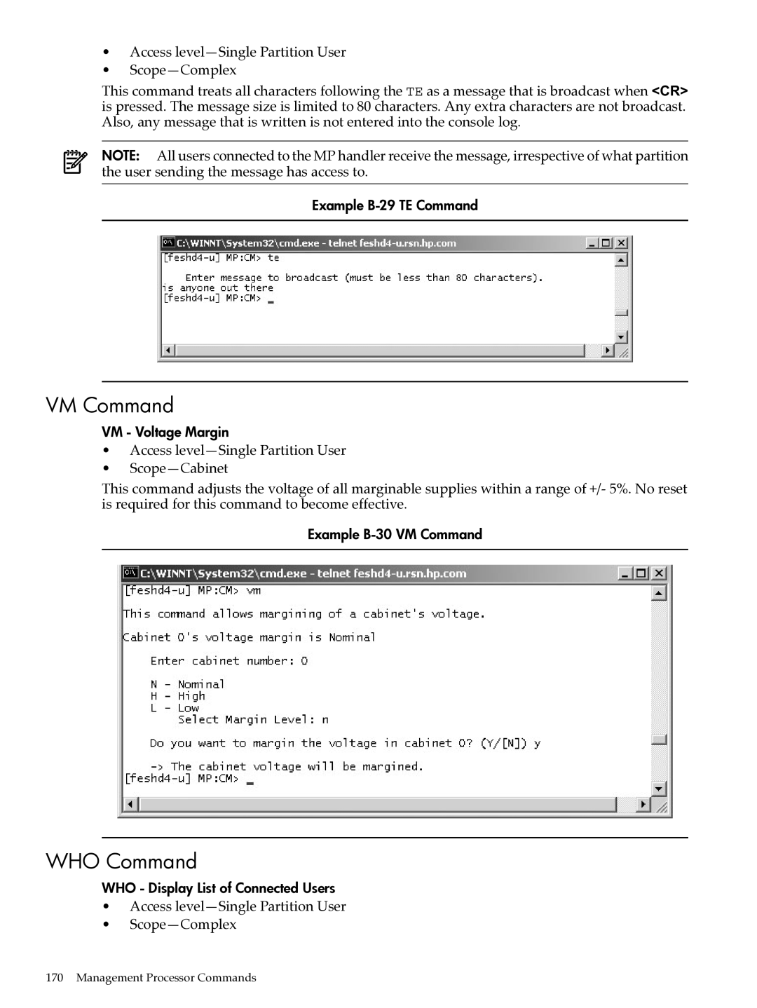 HP Integrity Superdome and 9000 Superdome sx2000 manual VM Command, WHO Command 