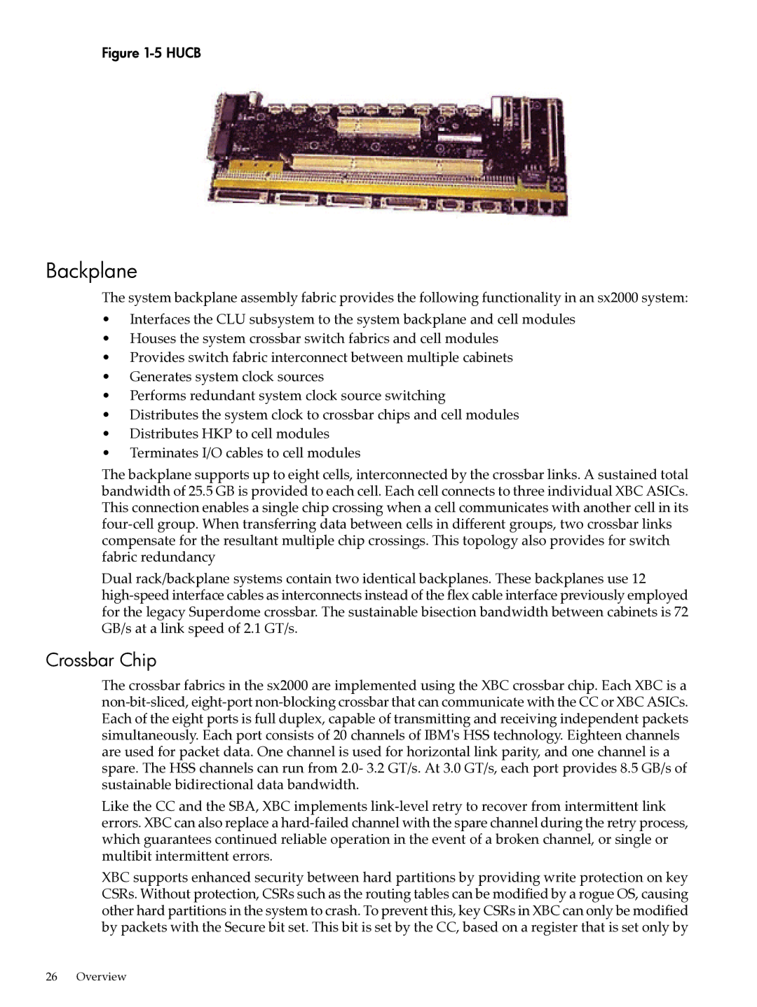 HP Integrity Superdome and 9000 Superdome sx2000 manual Backplane, Crossbar Chip 