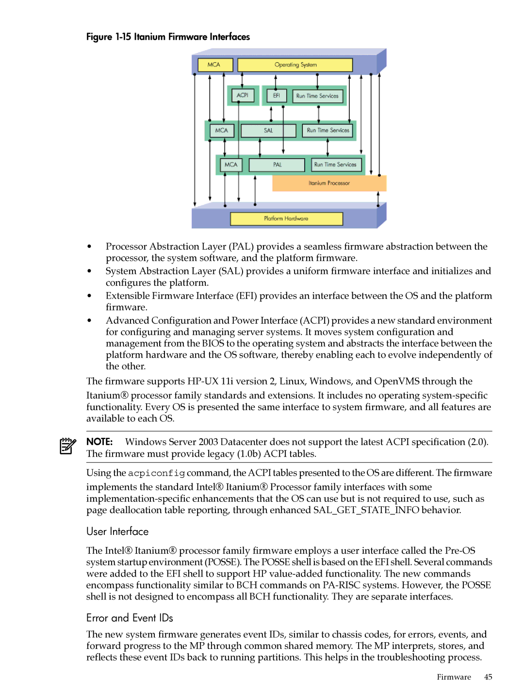 HP Integrity Superdome and 9000 Superdome sx2000 manual User Interface, Error and Event IDs 