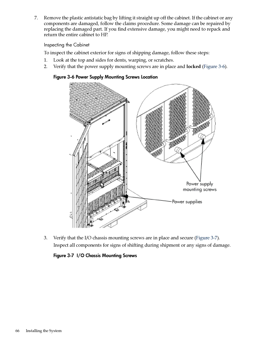 HP Integrity Superdome and 9000 Superdome sx2000 manual Power Supply Mounting Screws Location, I/O Chassis Mounting Screws 