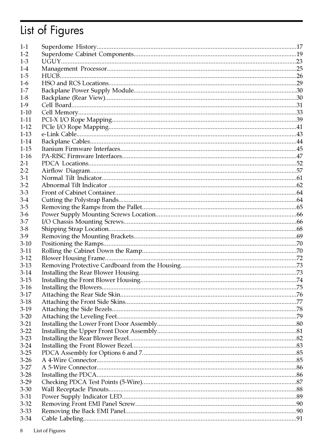 HP Integrity Superdome and 9000 Superdome sx2000 manual List of Figures, Backplane Rear View Cell Board 