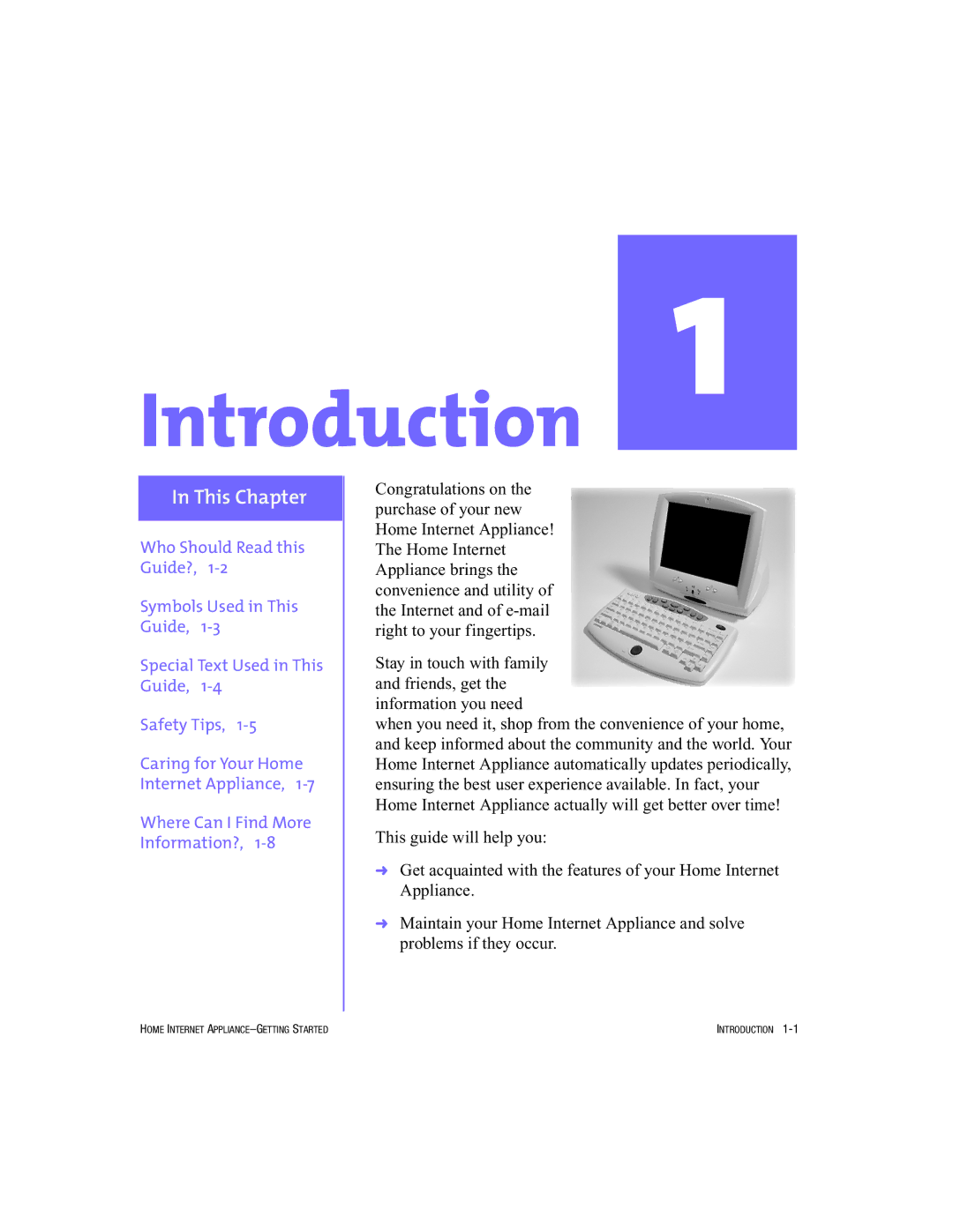 HP Internet Appliances manual Introduction, This Chapter 