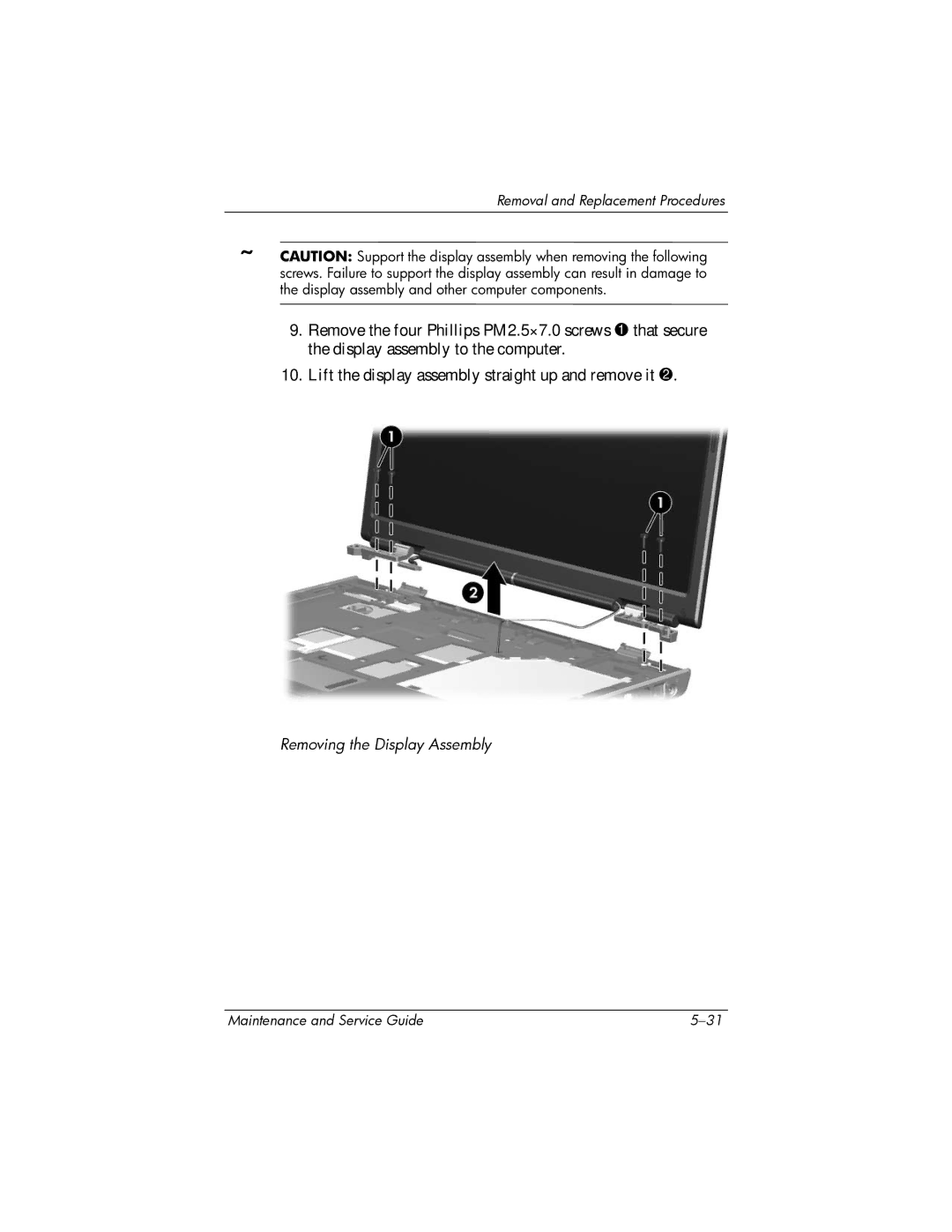 HP 405501-001, invent manual Removing the Display Assembly 