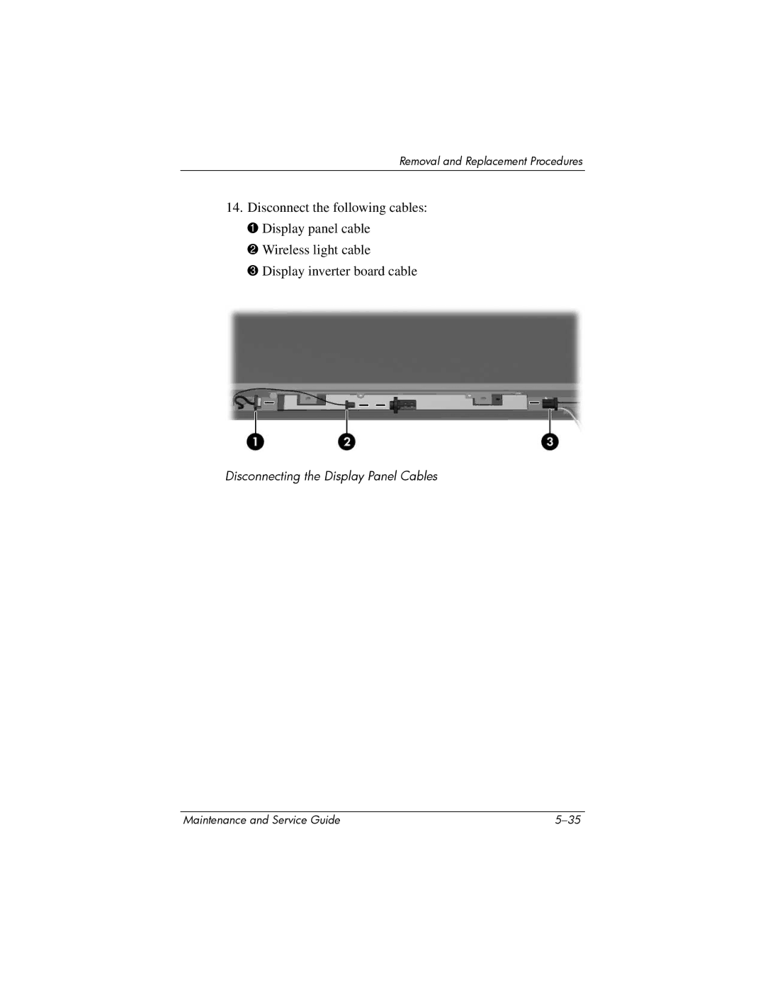 HP 405501-001, invent manual Disconnecting the Display Panel Cables 