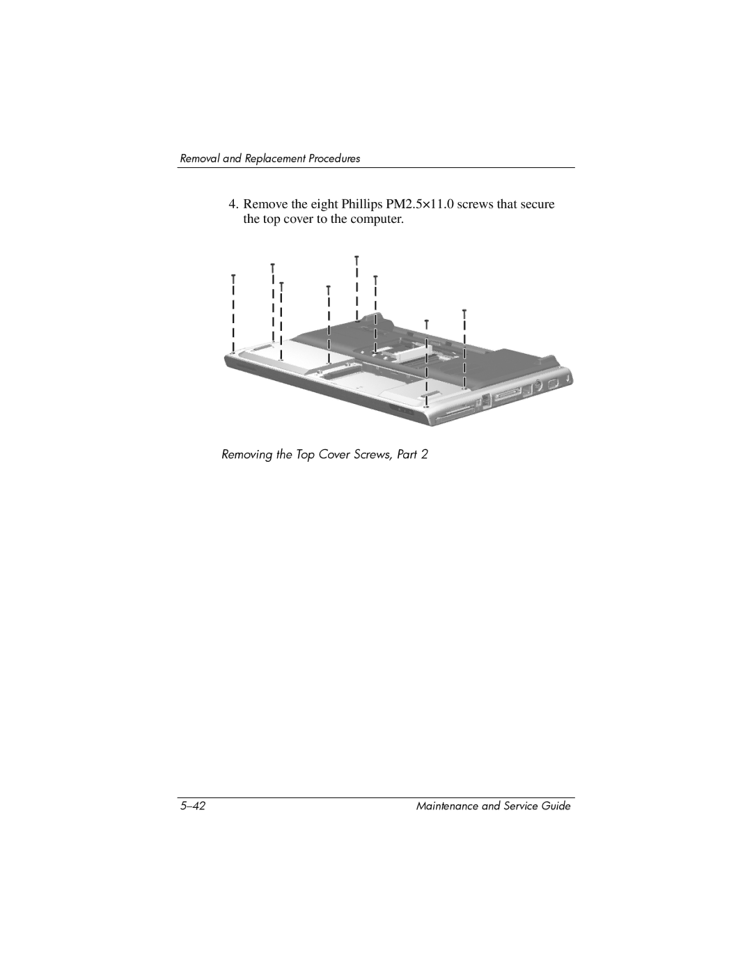 HP invent, 405501-001 manual Removing the Top Cover Screws, Part 