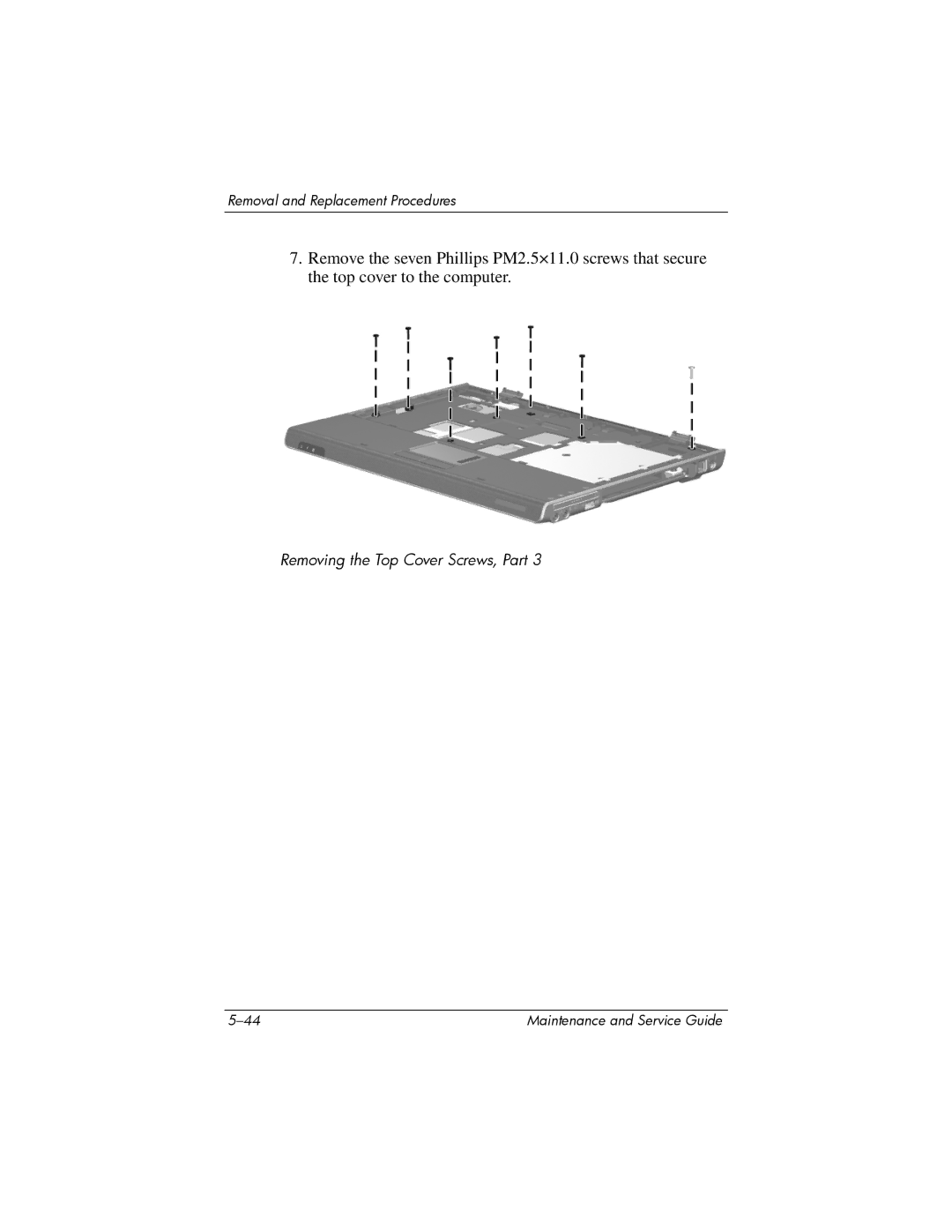 HP invent, 405501-001 manual Removing the Top Cover Screws, Part 