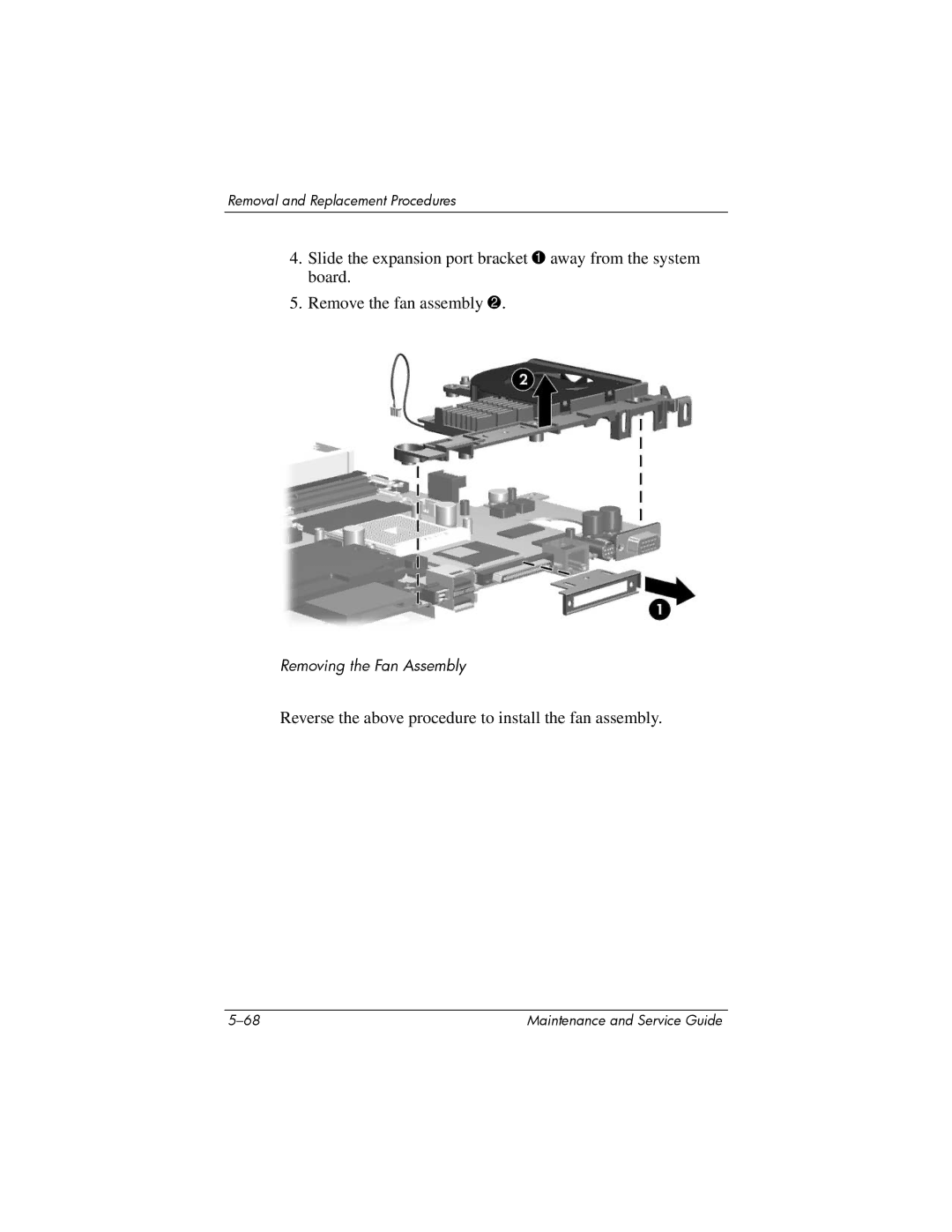 HP invent, 405501-001 manual Removing the Fan Assembly 