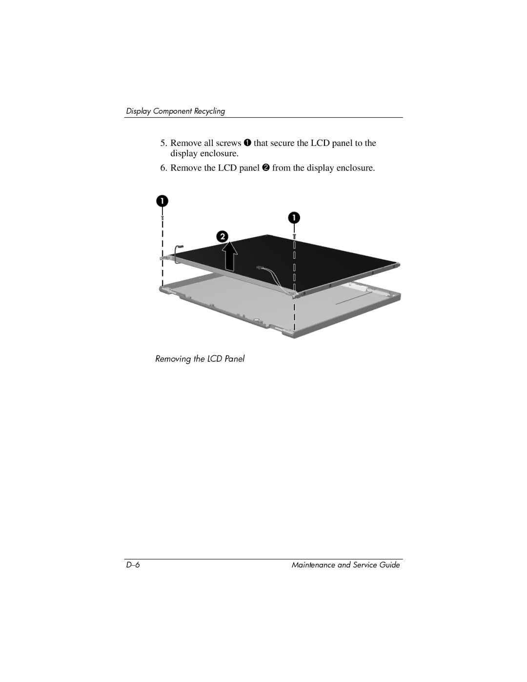 HP invent, 405501-001 manual Removing the LCD Panel 