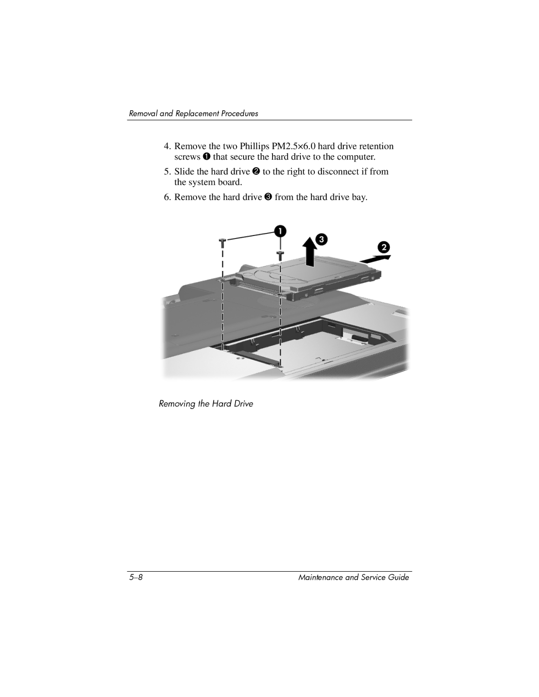 HP invent, 405501-001 manual Removing the Hard Drive 