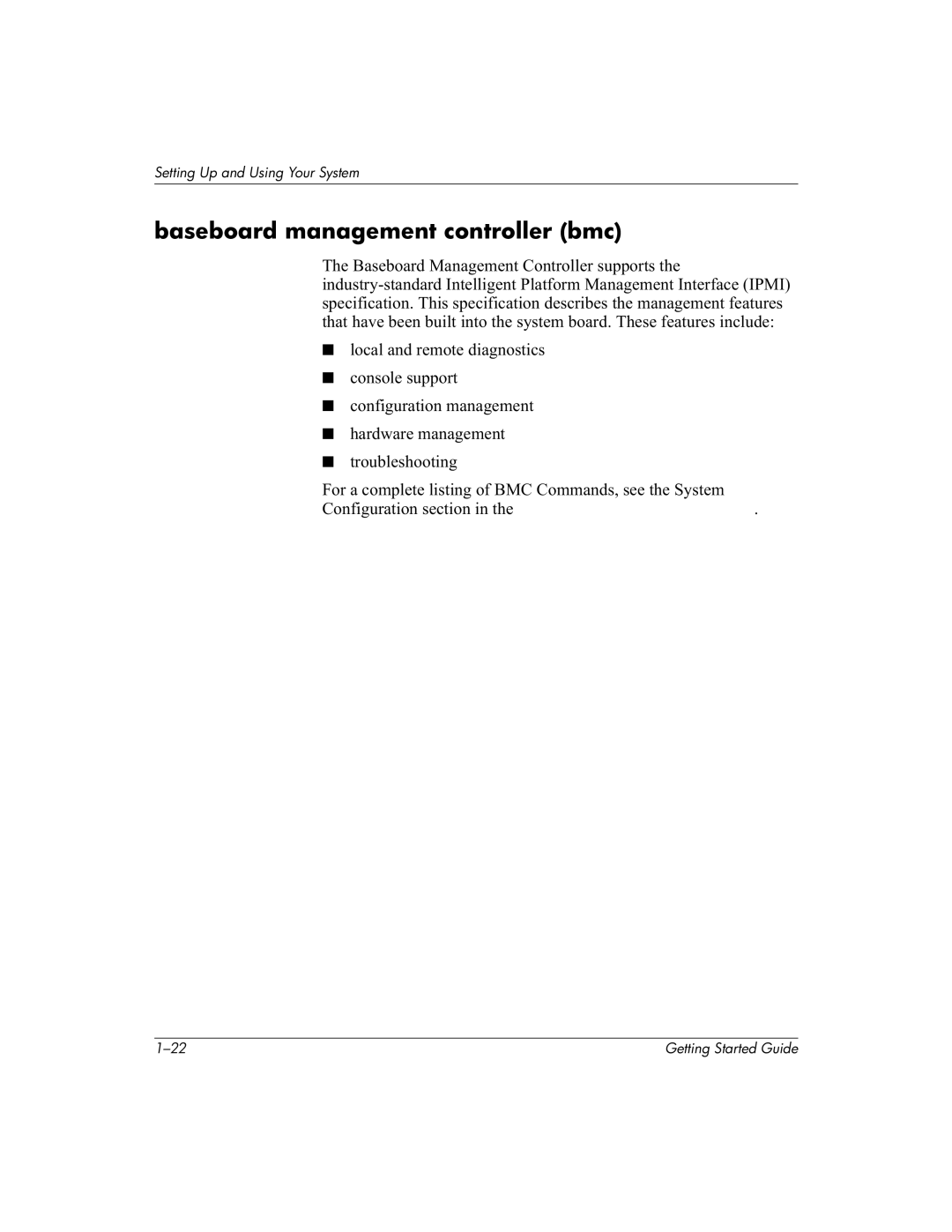 HP Invent zx2000 manual Baseboard management controller bmc 