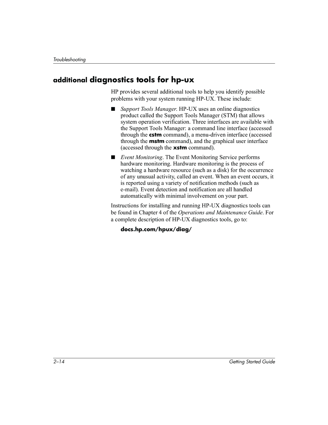 HP Invent zx2000 manual Additional diagnostics tools for hp-ux 