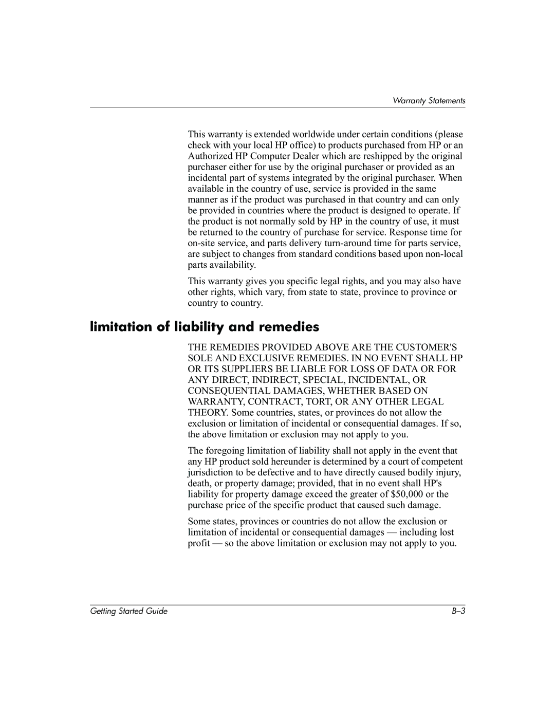 HP Invent zx2000 manual Limitation of liability and remedies 