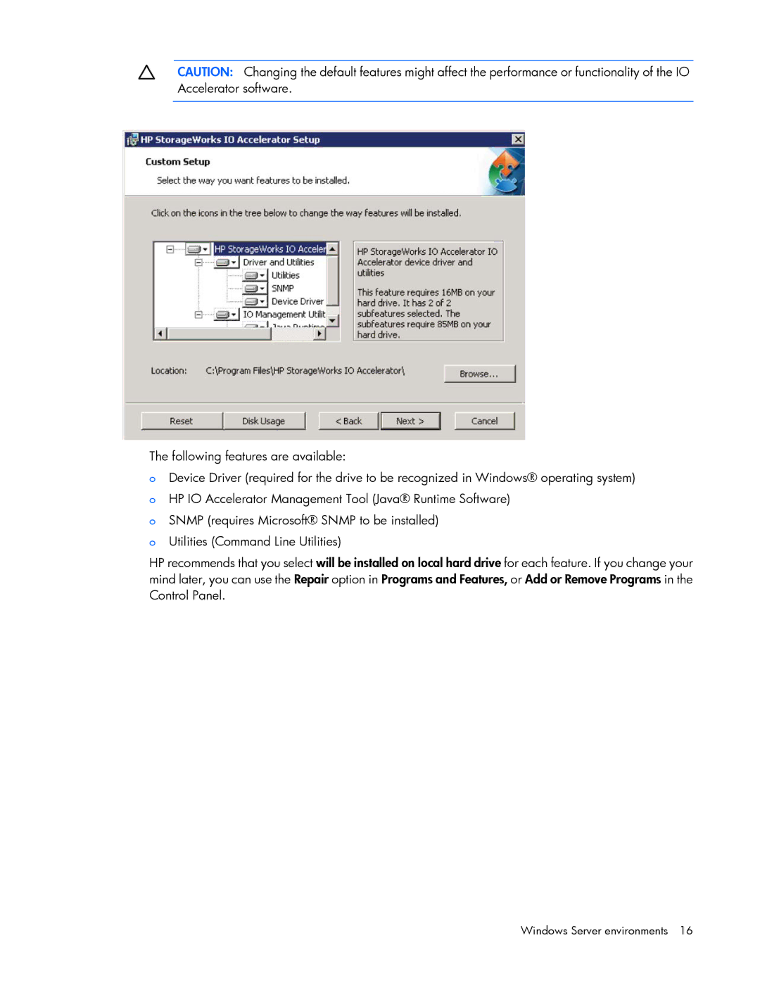 HP IO manual Windows Server environments 