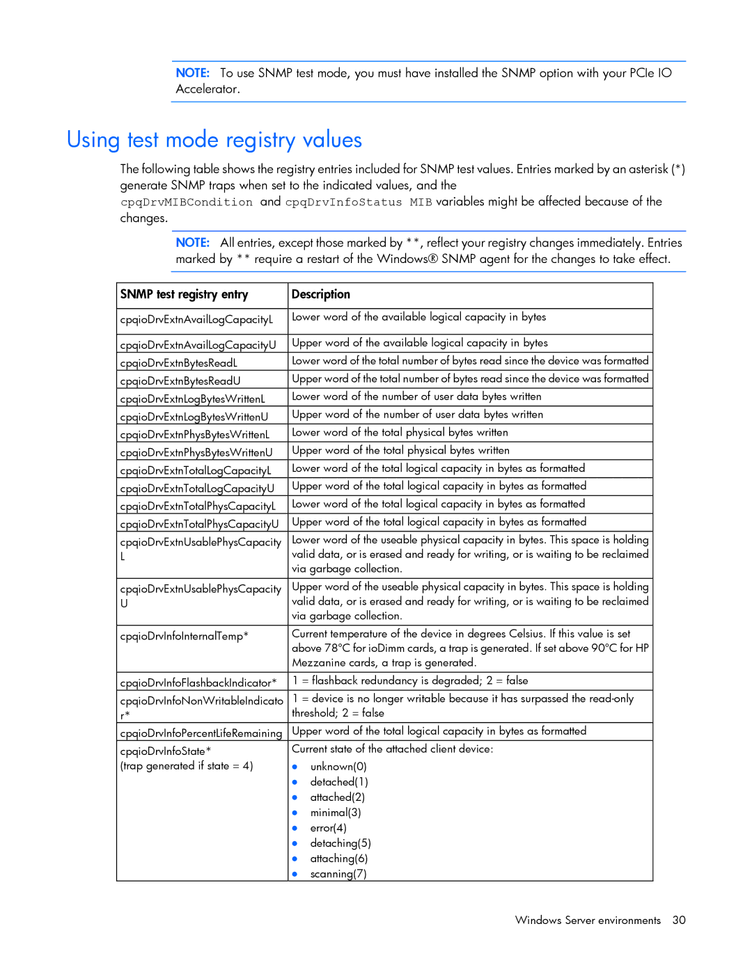 HP IO manual Using test mode registry values, Via garbage collection 