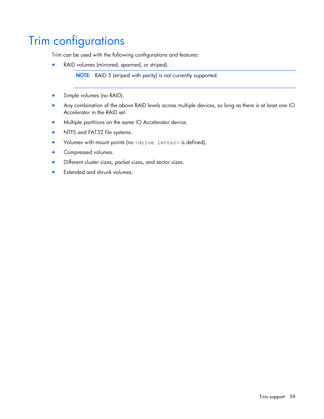 HP IO manual Trim configurations 