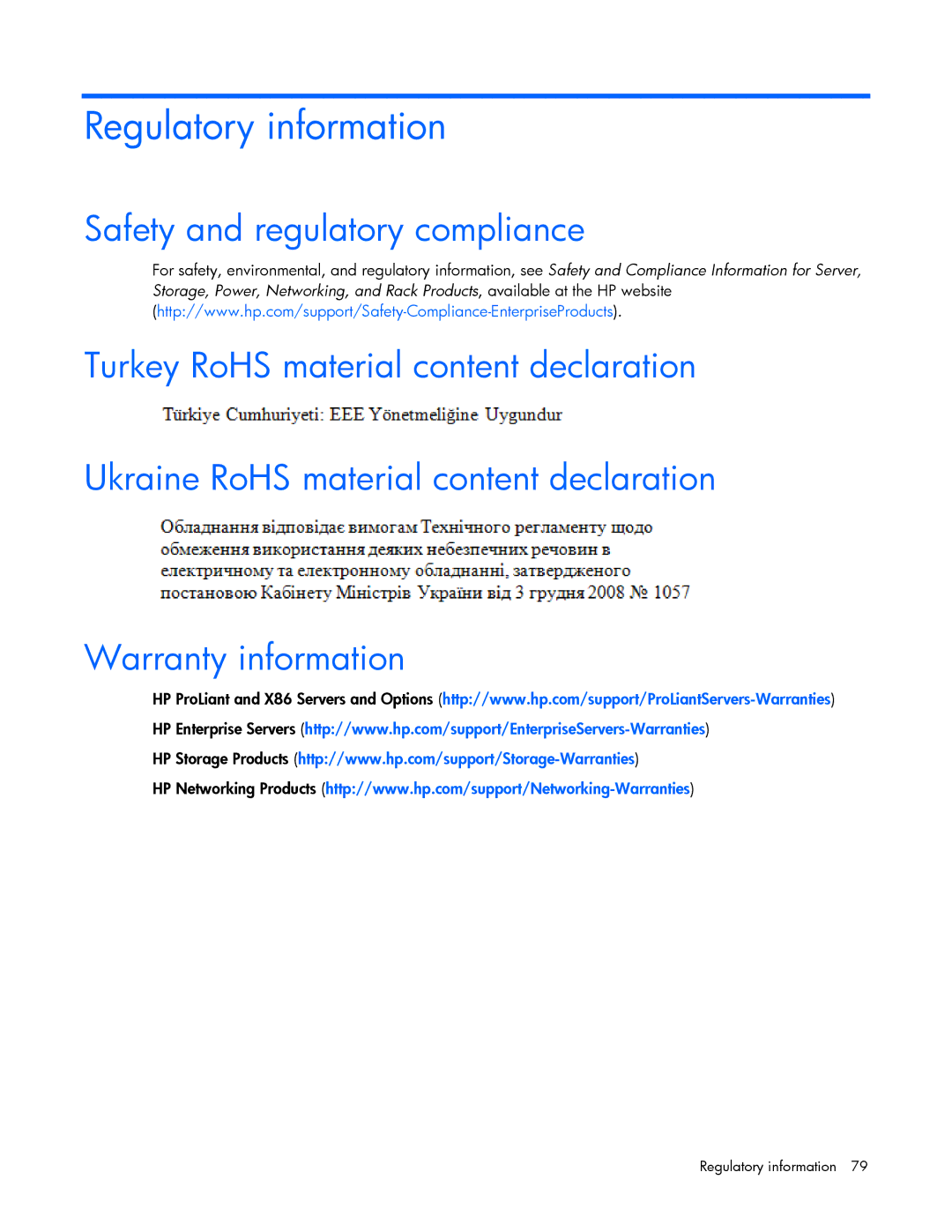 HP IO manual Regulatory information, Safety and regulatory compliance, Warranty information 