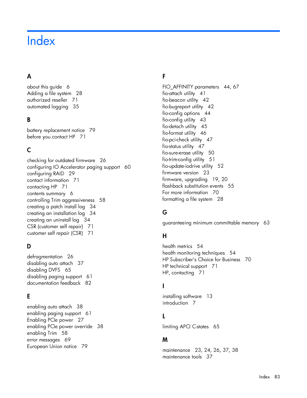 HP IO manual Index 