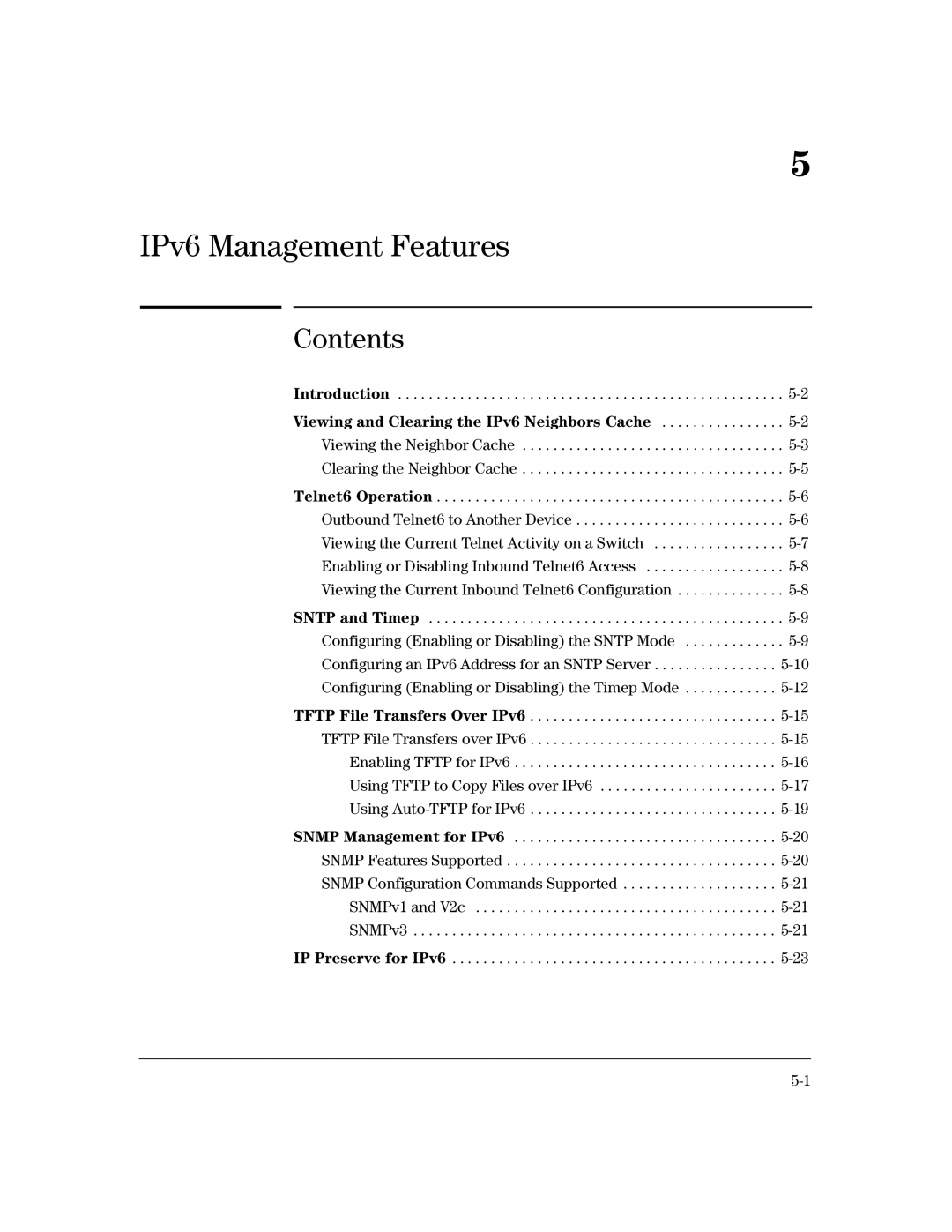 HP IPv6 3500yl, IPv6 6200yl, IPv6 2900, IPv6 5400zl manual IPv6 Management Features 