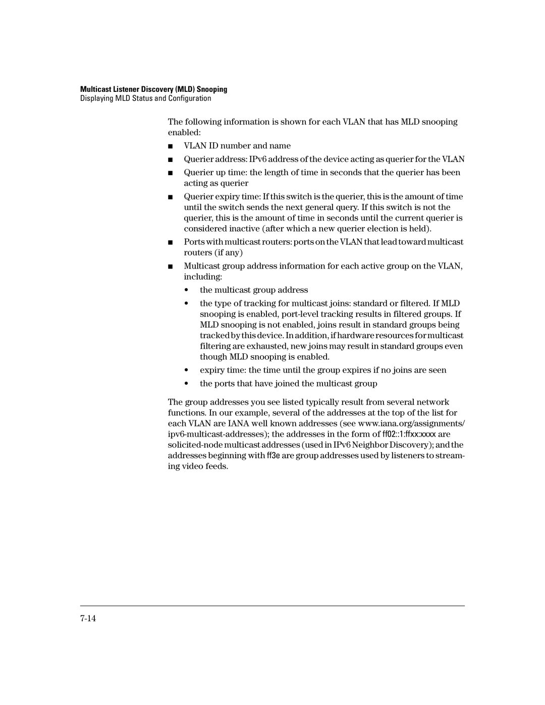 HP IPv6 6200yl, IPv6 2900, IPv6 5400zl, IPv6 3500yl manual Multicast Listener Discovery MLD Snooping 