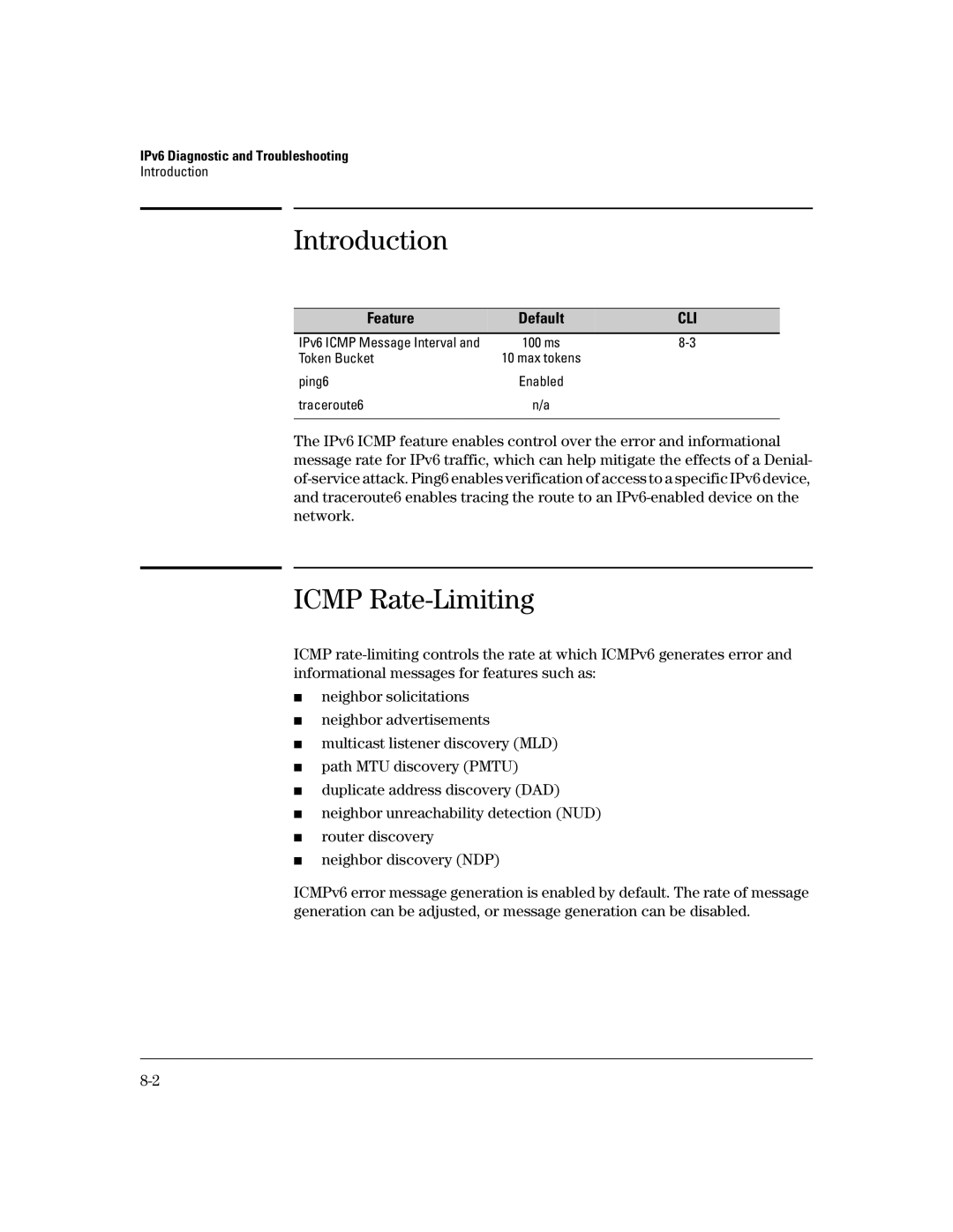 HP IPv6 5400zl, IPv6 6200yl, IPv6 2900, IPv6 3500yl manual Introduction, Icmp Rate-Limiting 