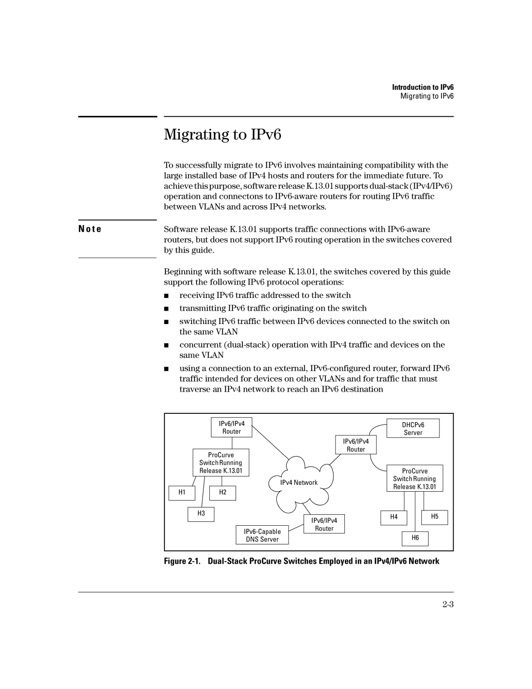 HP IPv6 2900, IPv6 6200yl, IPv6 5400zl, IPv6 3500yl manual Migrating to IPv6 