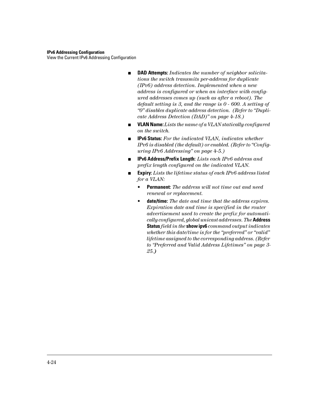 HP IPv6 6200yl, IPv6 2900, IPv6 5400zl, IPv6 3500yl manual IPv6 Addressing Configuration 