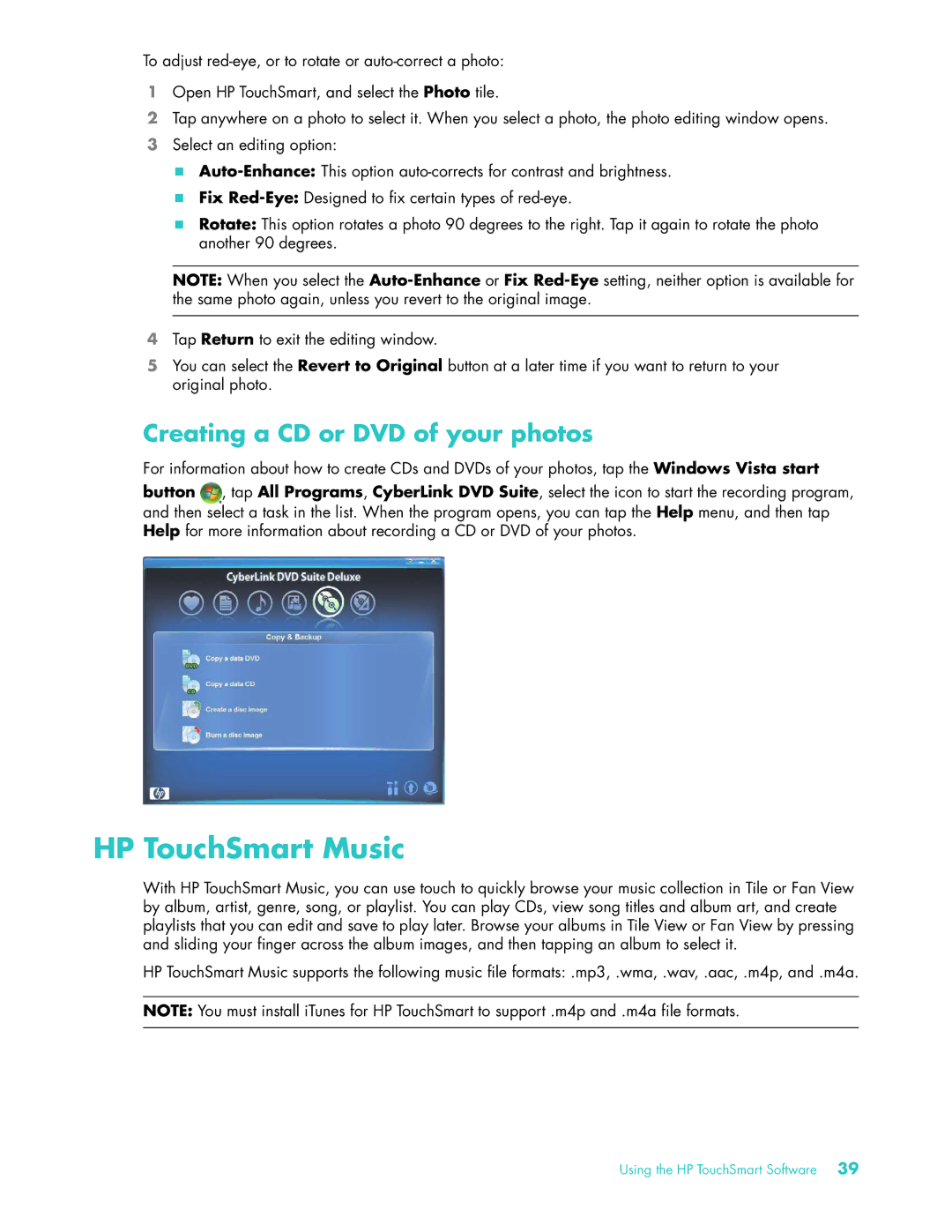 HP IQ504 KQ436AA-NOOS, 22 Inch KQ437AA, Debranded 22 Inch TSMT506 HP TouchSmart Music, Creating a CD or DVD of your photos 