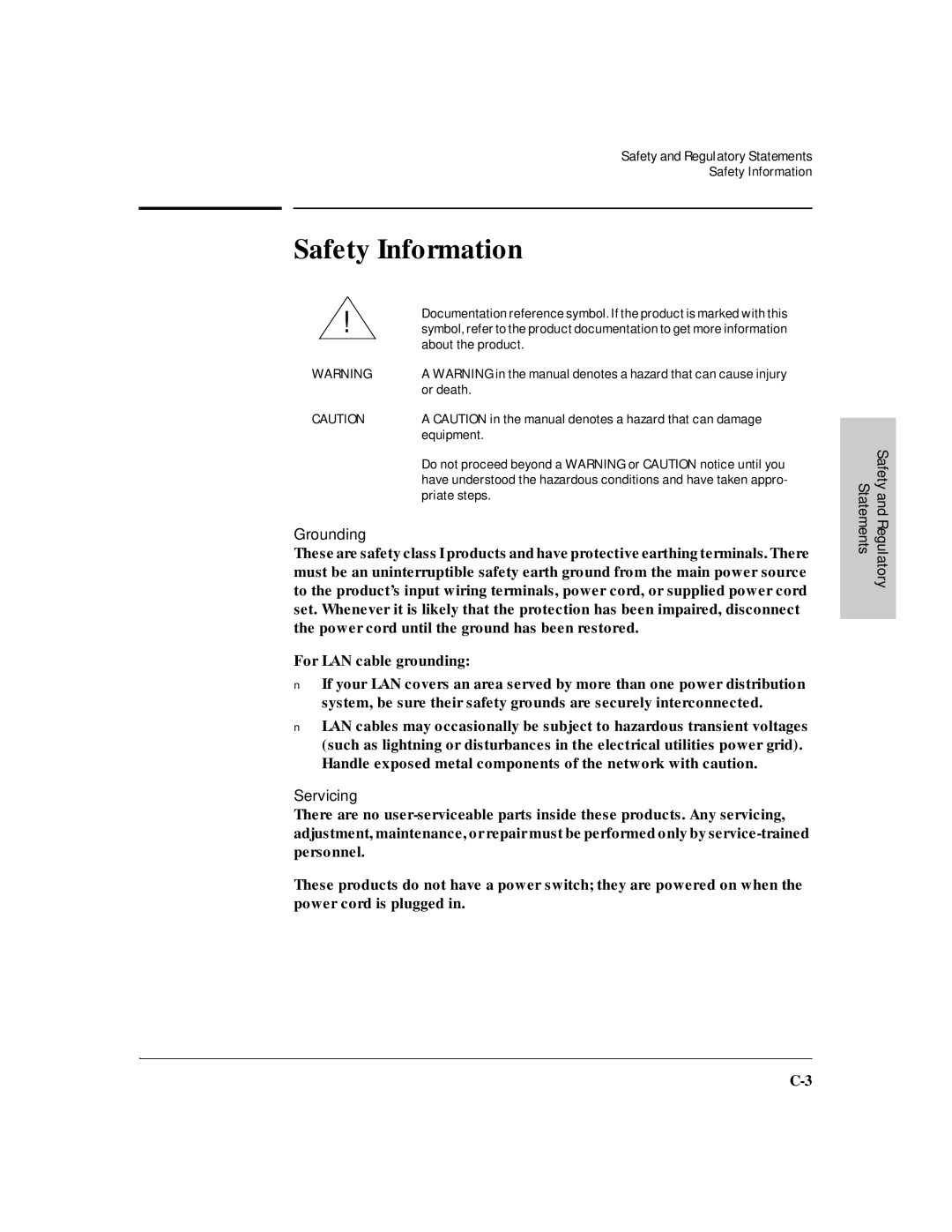 HP J3175A, J3177A manual Safety Information, Grounding, Servicing 