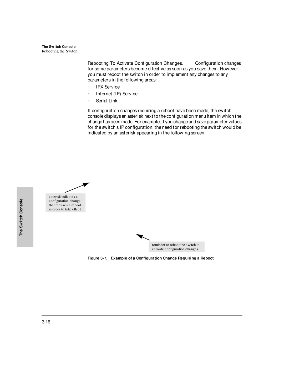 HP J3178A manual Example of a Configuration Change Requiring a Reboot 