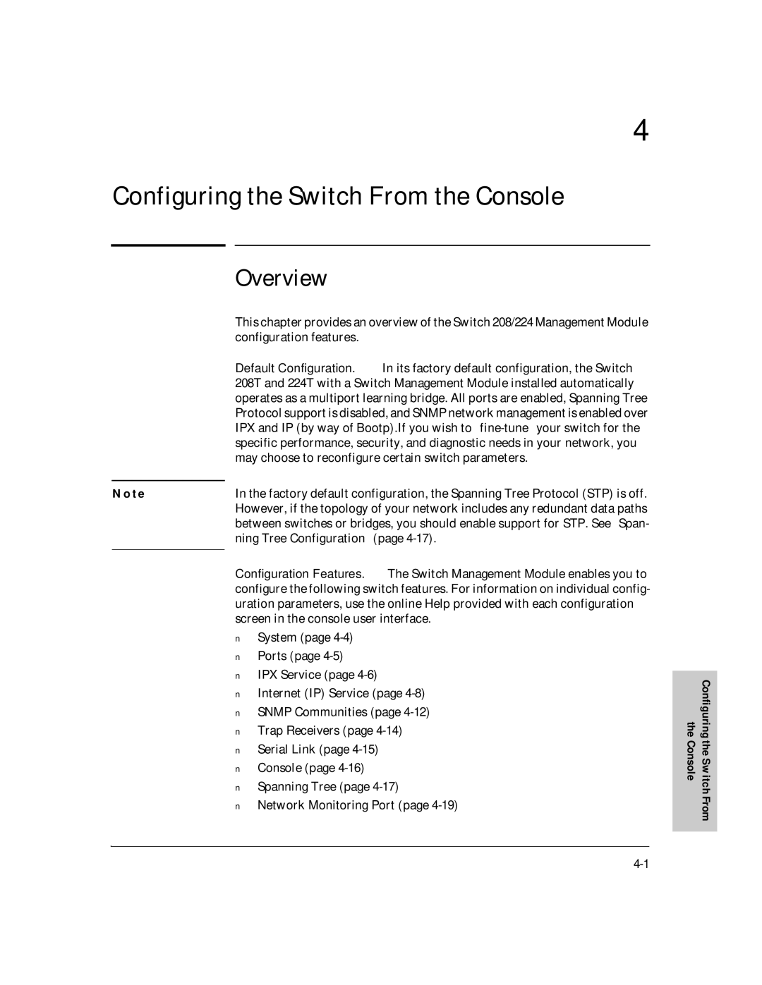 HP J3178A manual Configuring the Switch From the Console 