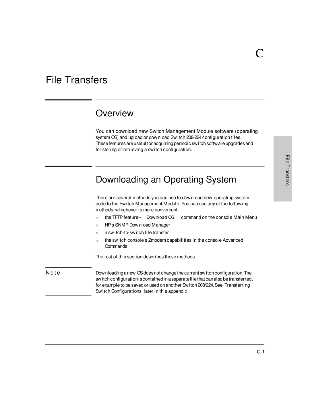 HP J3178A manual File Transfers, Downloading an Operating System 