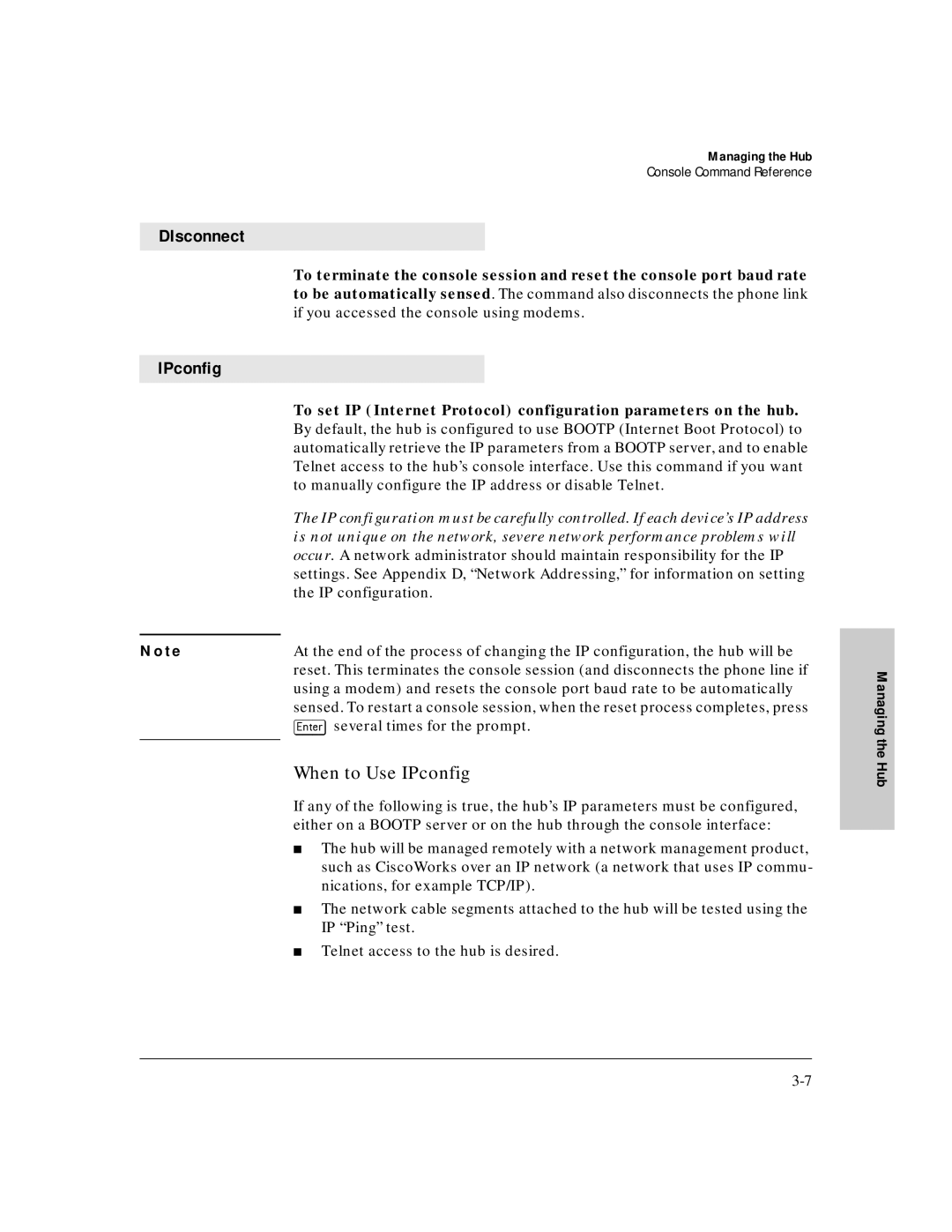 HP J3188A manual DIsconnect, When to Use IPconfig 