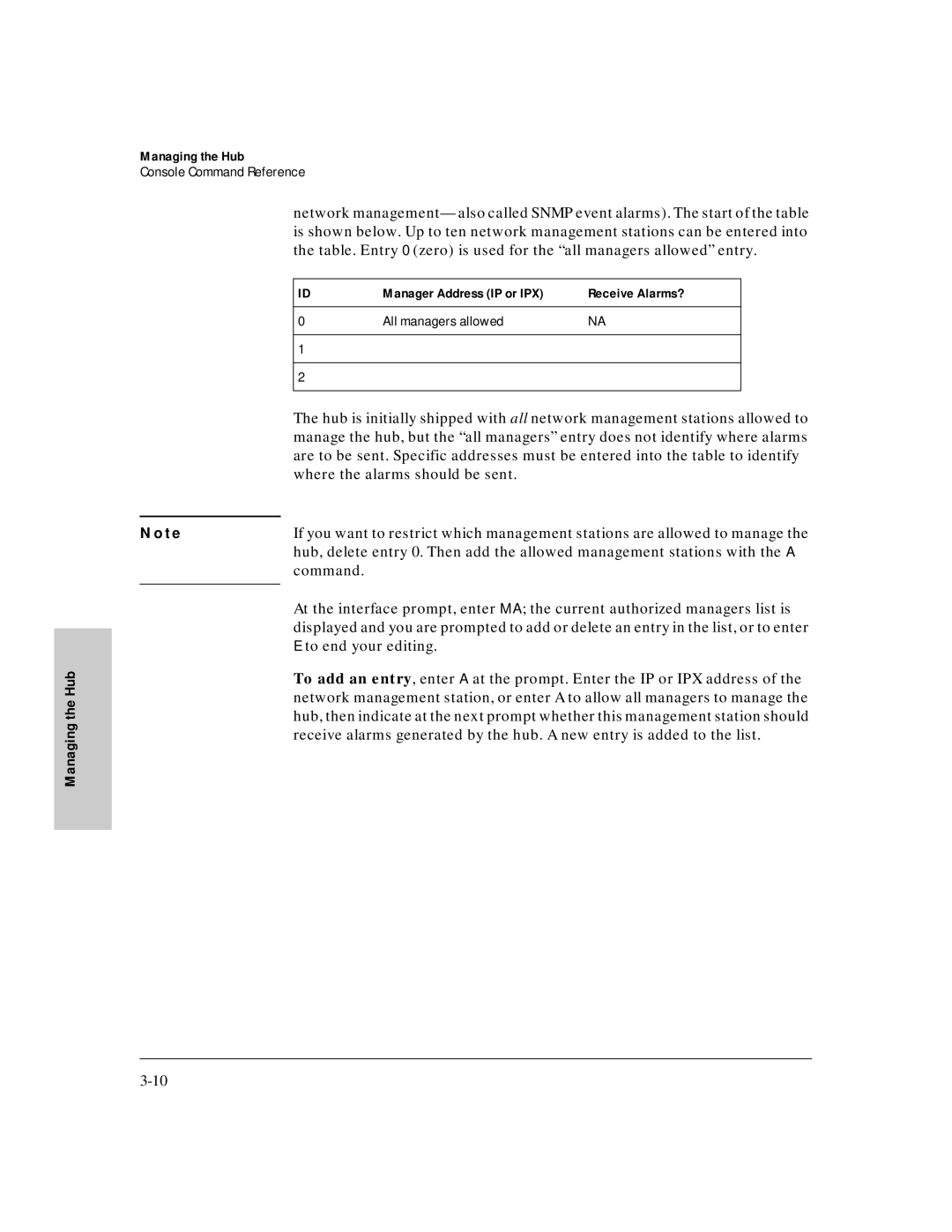 HP J3188A manual Command, To end your editing, Manager Address IP or IPX Receive Alarms? 