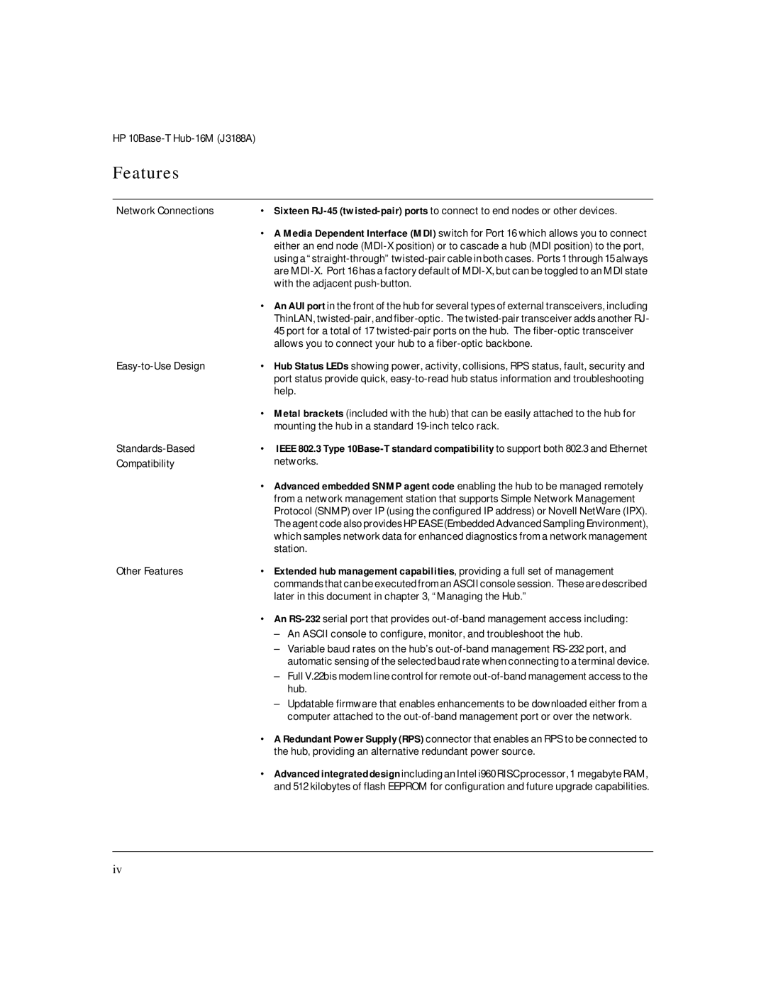 HP J3188A manual Features, Network Connections 