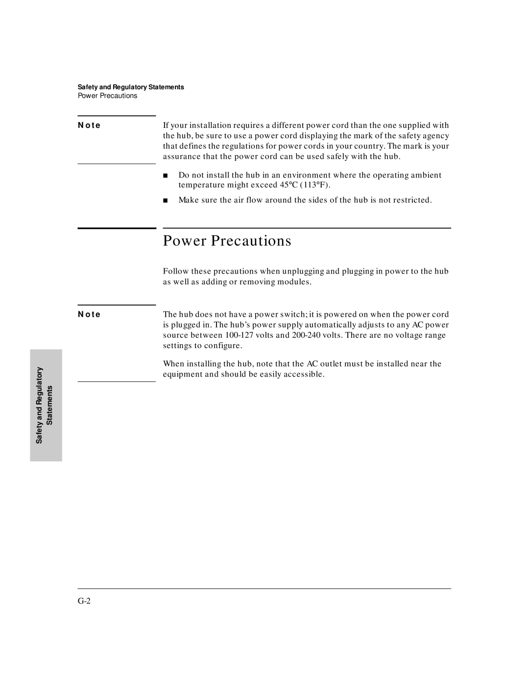 HP J3188A manual Power Precautions, Temperature might exceed 45C 113F, As well as adding or removing modules 