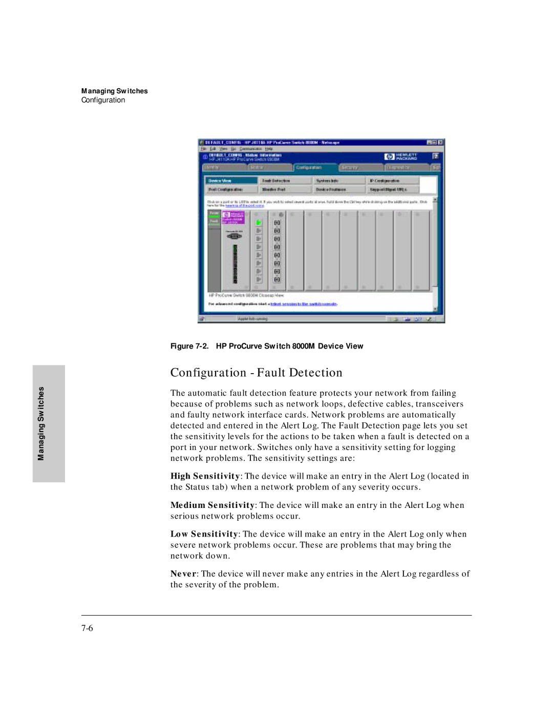 HP J3250M manual HP ProCurve Switch 8000M Device View, Configuration 