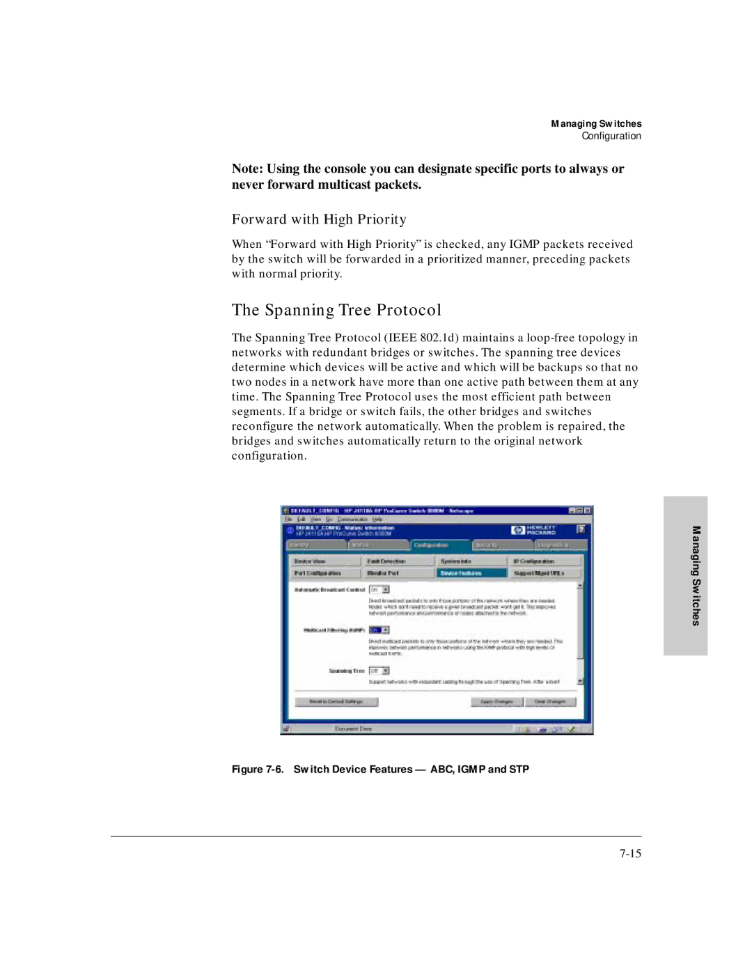 HP J3250M manual Spanning Tree Protocol, Forward with High Priority 