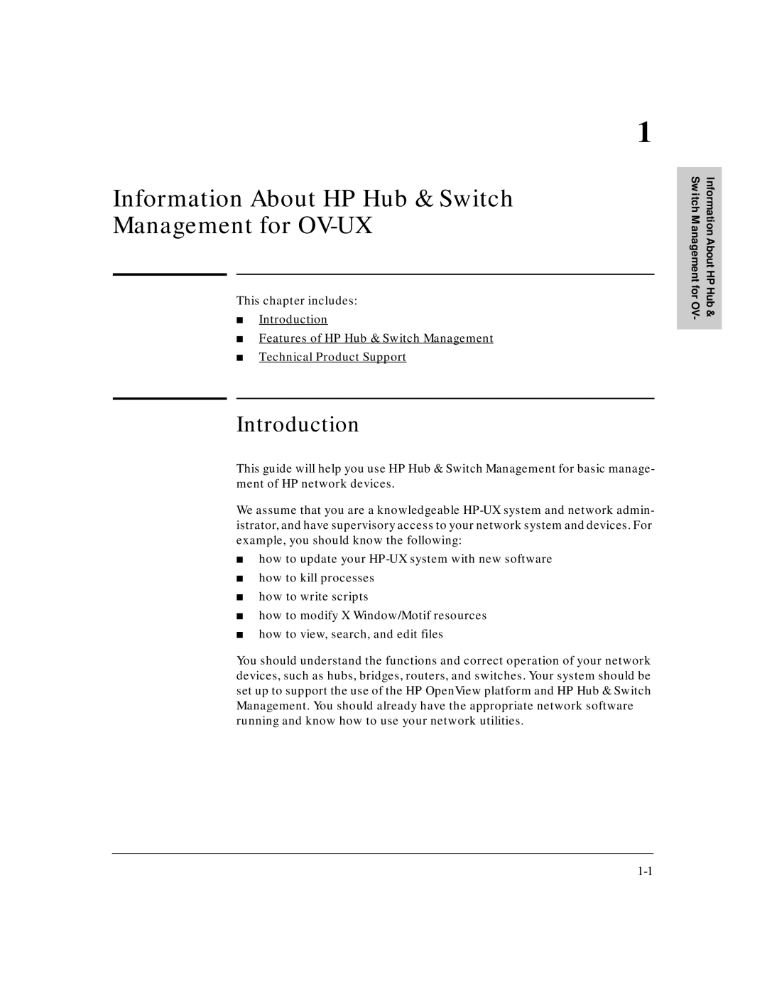 HP J3250M manual Information About HP Hub & Switch Management for OV-UX, Introduction 