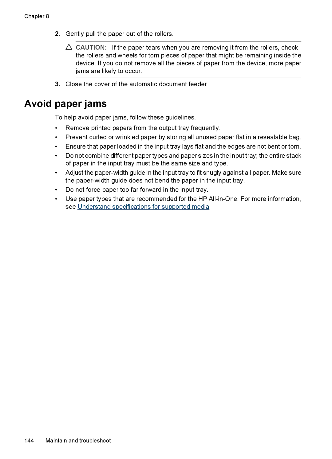 HP J3650, J3680 manual Avoid paper jams 