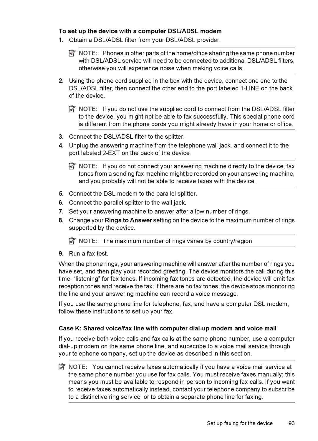 HP J3680, J3650 manual To set up the device with a computer DSL/ADSL modem 