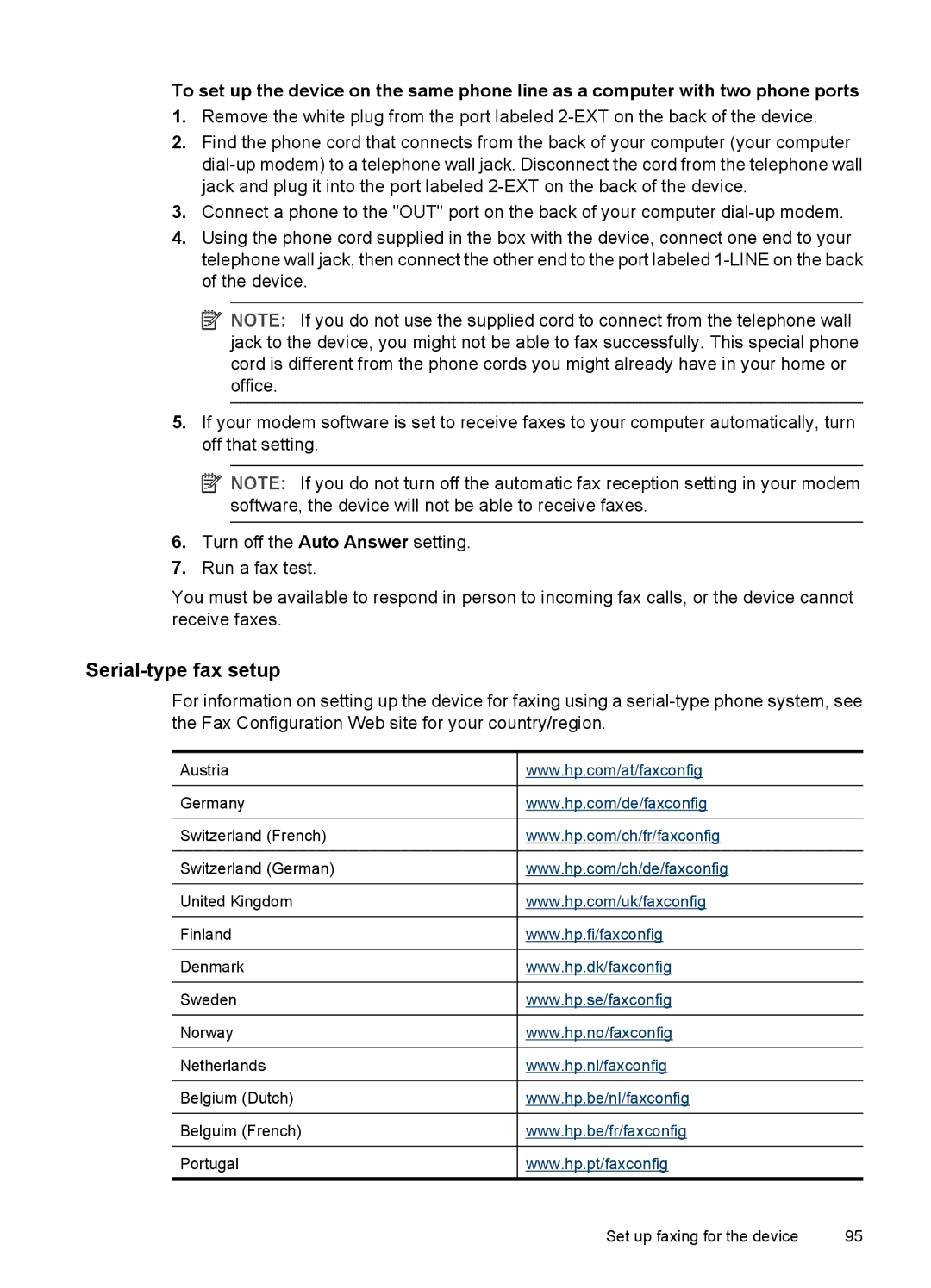 HP J3680, J3650 manual Serial-type fax setup 