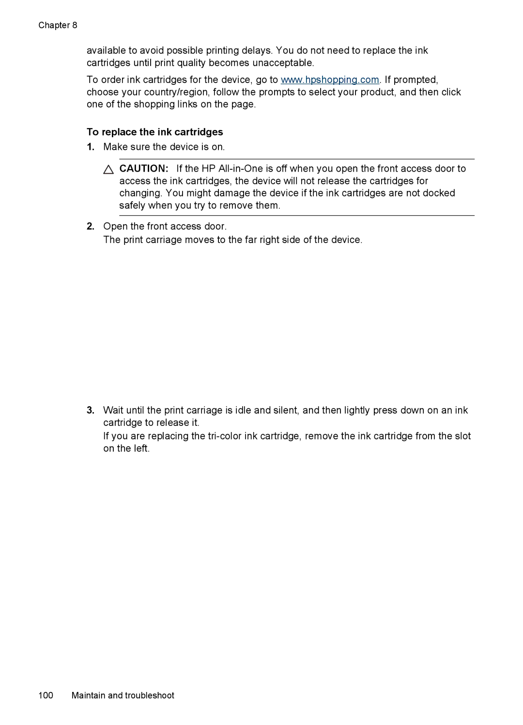 HP J4580, J4500 manual To replace the ink cartridges 