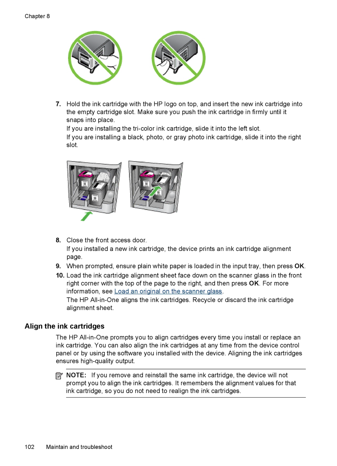 HP J4580, J4500 manual Align the ink cartridges 