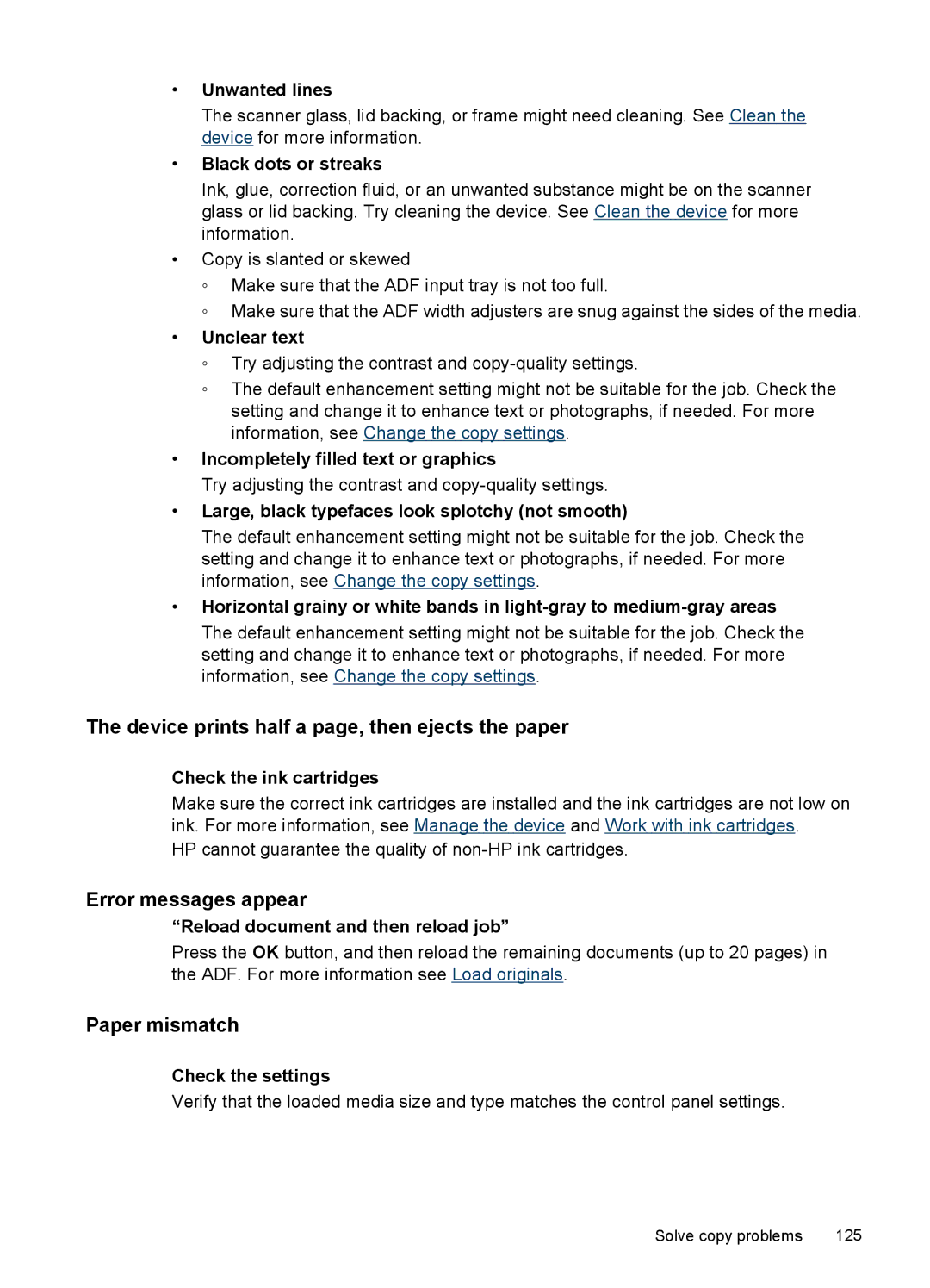 HP J4500, J4580 manual Error messages appear, Paper mismatch 