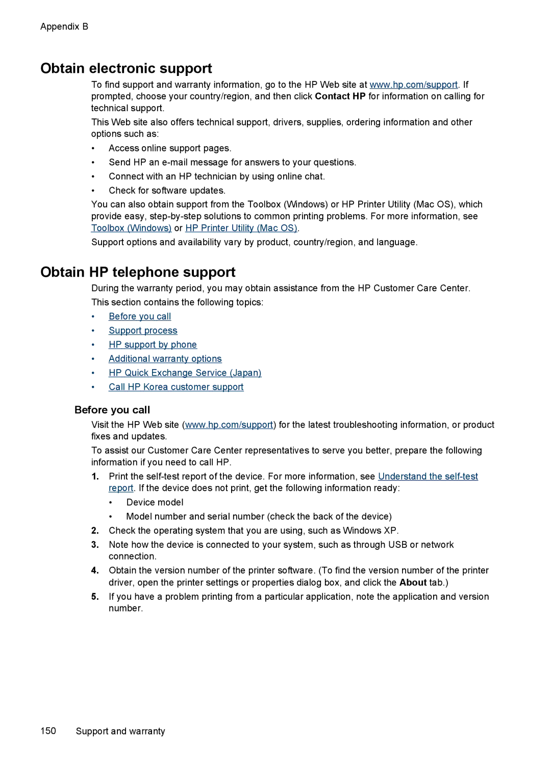 HP J4580, J4500 manual Obtain electronic support, Obtain HP telephone support, Before you call 