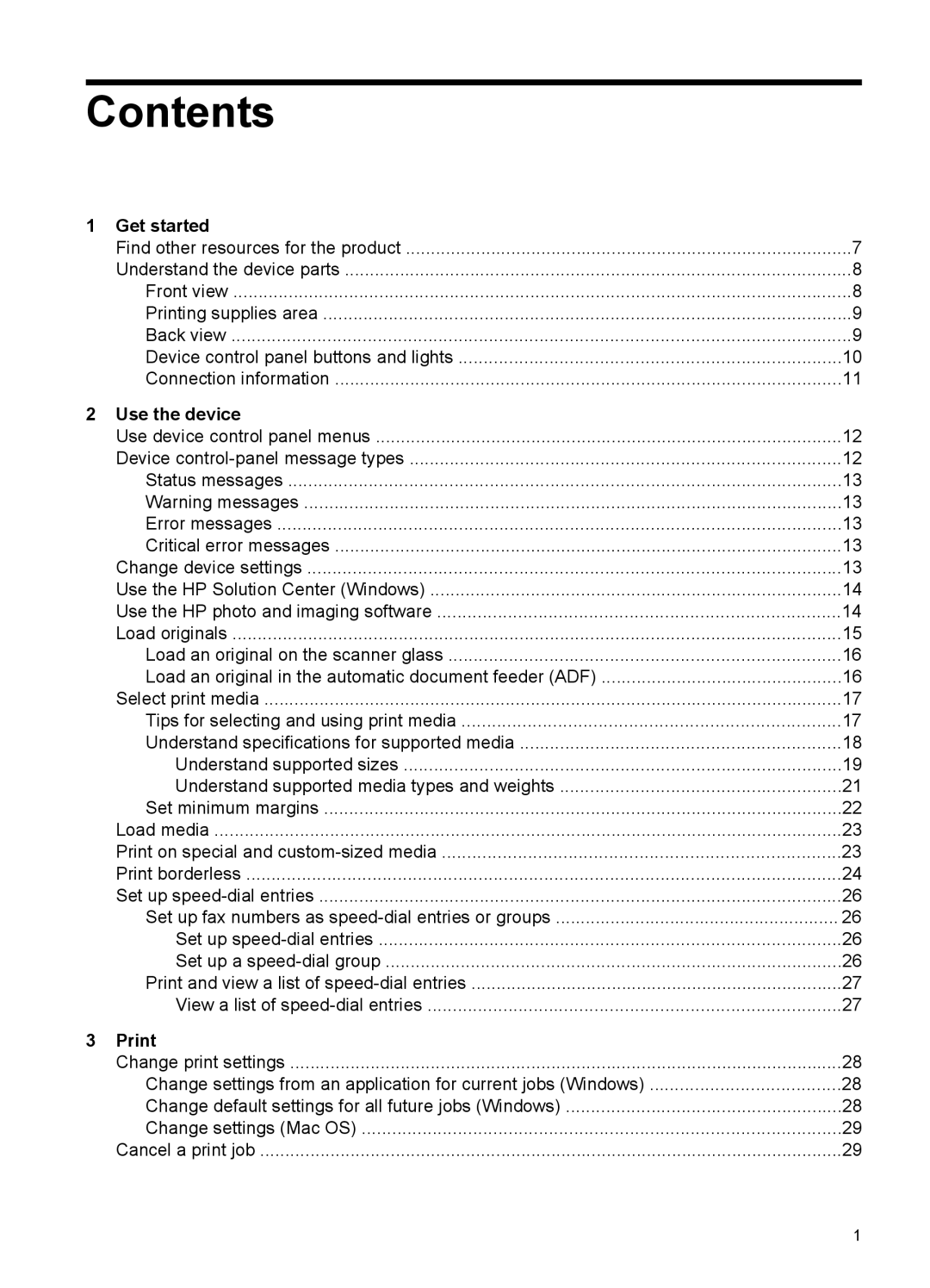 HP J4500, J4580 manual Contents 