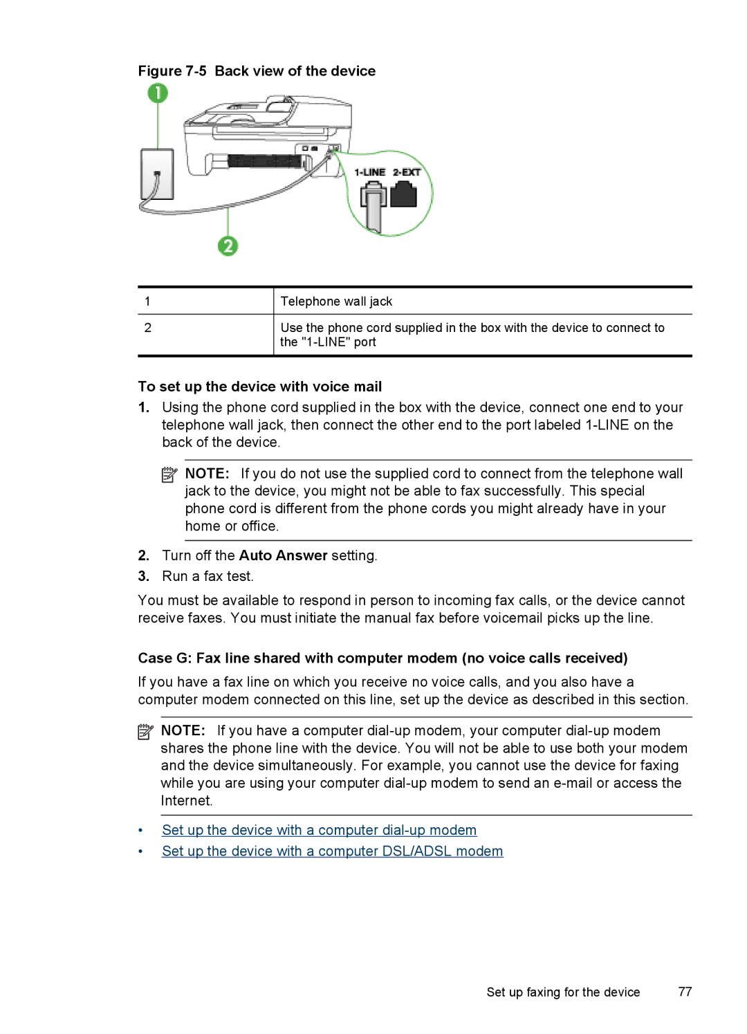 HP J4500, J4580 manual To set up the device with voice mail 