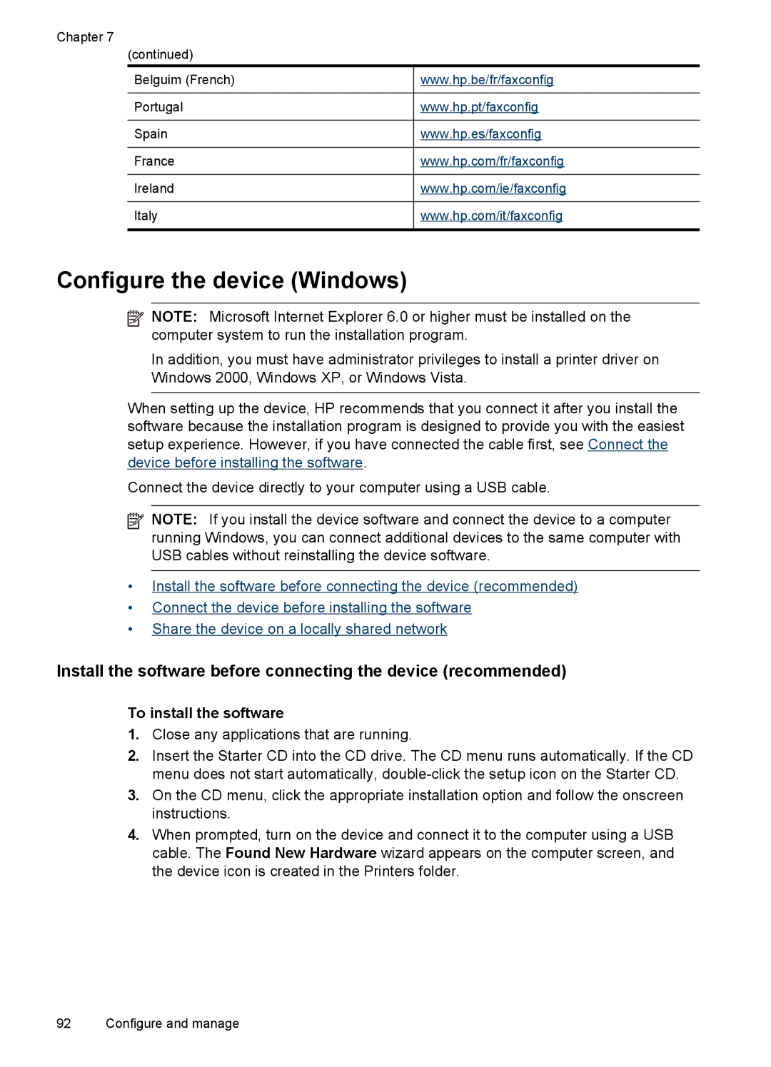 HP J4580, J4500 manual Configure the device Windows, To install the software 