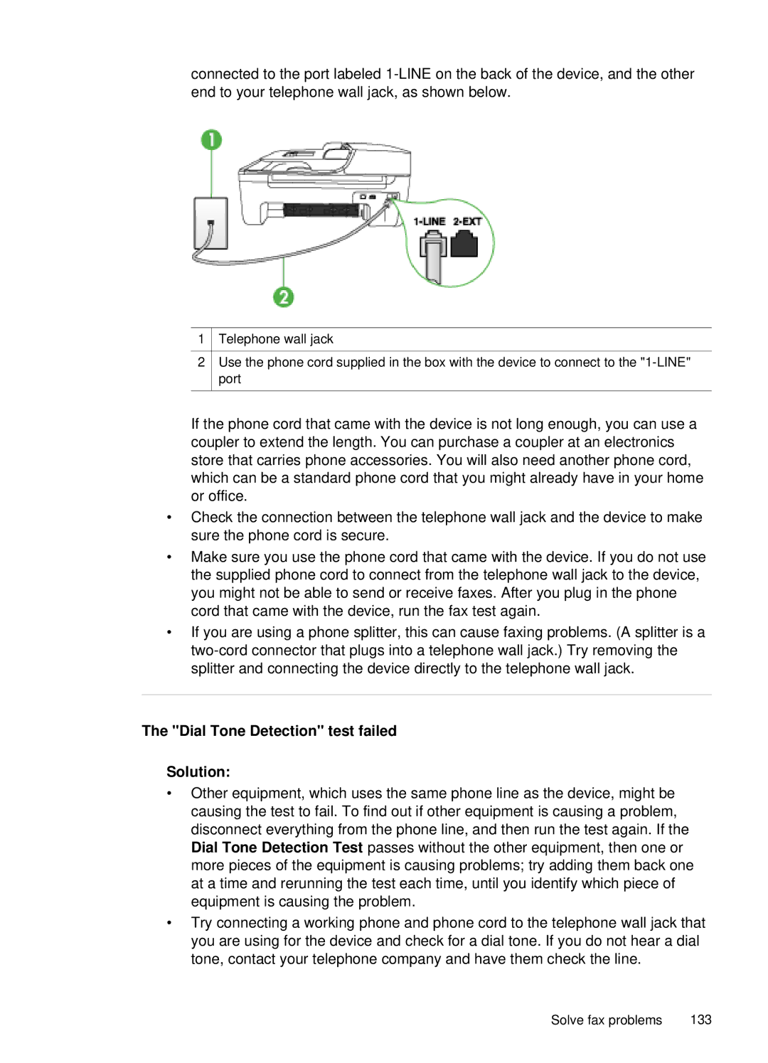 HP J4660 manual Dial Tone Detection test failed Solution 