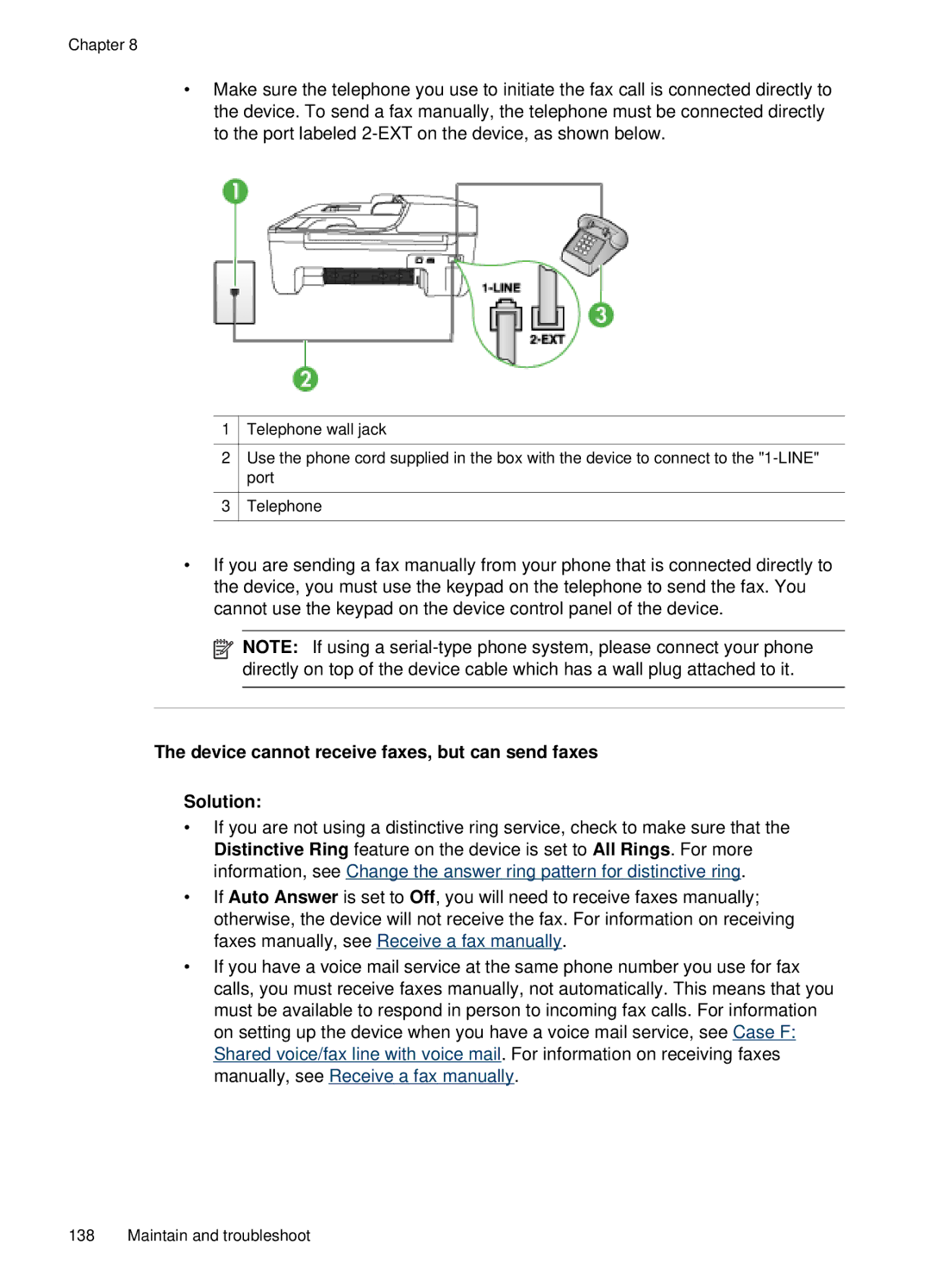 HP J4660 manual Device cannot receive faxes, but can send faxes Solution 